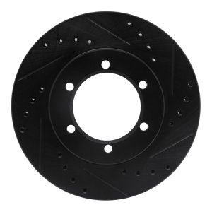 Nissan NP300 Brake Rotor (1) - Front Right - R1 Concepts - Drilled & Slotted - Black - `98-`15